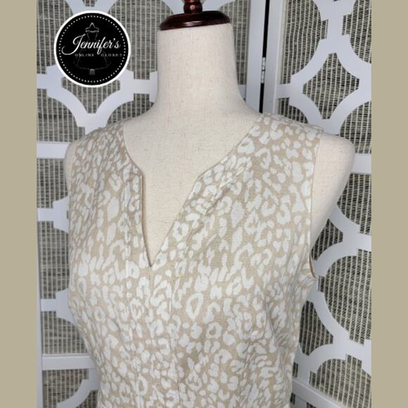 Banana Republic Women's Neutral Animal Print V Neck Sleeveless Dress Size 4 - Picture 2 of 13